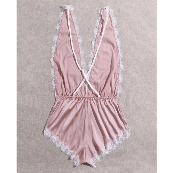 Satin Romper x Lace Detail - Picture 2 of 4